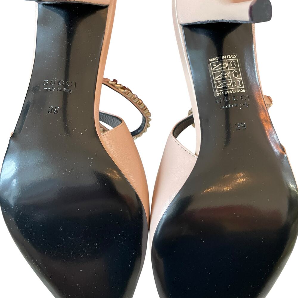 NEW Gucci Signoria Slingback Pump Pink/Beige Leather Size EU 39 US 9 - Picture 8 of 16